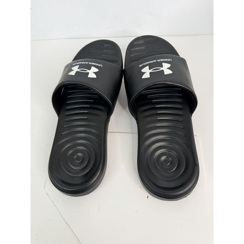 Under Armour Slide Sandals Black Logo Comfort Slides Unisex Size 10